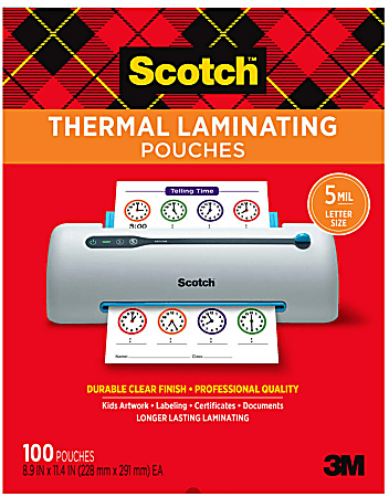 Scotch Thermal Laminating Pouches TP5854 100 8 1516 x 11 716 Clear Pack Of  100 Laminating Sheets - Office Depot